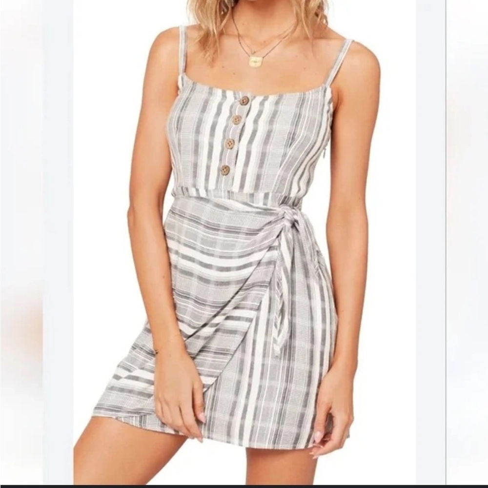 L Space Viscose Striped Apron Skirt Wrap Dress XS